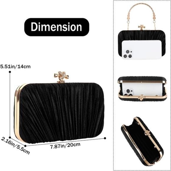 Fashion Womens Jane Satin Diamante Clutch Rhinestone Evening Bridal Prom Party - Picture 2 of 6